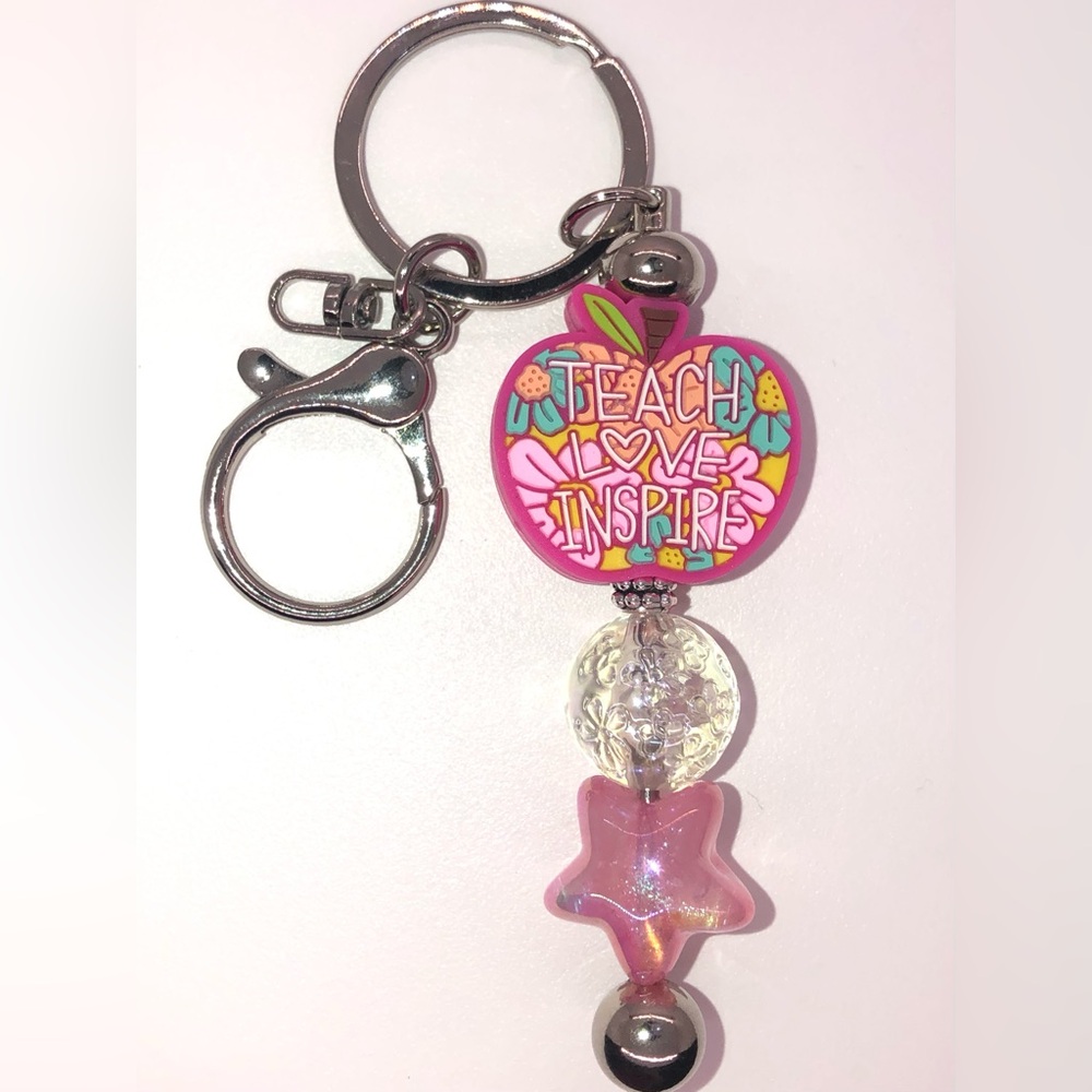 Beaded Teach Love Inspire Keychain
